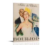 DRU I WQBRBH Retro Soir De Paris Bourjois Aesthetic Wall Art Poster for Living Room Bedroom Decorative Painting Cover Print 12x18inch(30x45cm) Frame-style