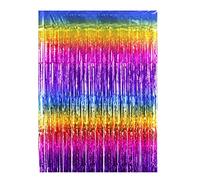 Drucilla Tinsel Curtain Backdrop Shimmer Foil Fringe Curtains Streamers, Metallic Self Adhesive Tinsel Party Decoration Background for Birthday Wedding Christmas New Year Party, 1 * 2m, Fcolor01