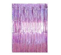Drucilla Tinsel Curtain Backdrop Shimmer Foil Fringe Curtains Streamers, Metallic Self Adhesive Tinsel Party Decoration Background for Birthday Wedding Christmas New Year Party, 1 * 2m, Pink
