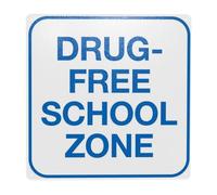 Drug-Free School Zone Metal Warning Sign with Easy Install for Indoor Outdoor Security, Business Office Home Garden Street Decor 30 x 30 cm