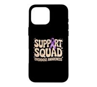 Drug Overdose Awareness Ribbon Purple Support Squad Recovery Case for iPhone 16 Pro Max