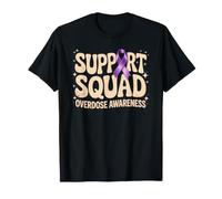 Drug Overdose Awareness Ribbon Purple Support Squad Recovery T-Shirt