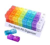 Drug Storage Box - Monthly Pill Case, PM AM Distributor, 31 Day Tablet Organizer | Portable Supplement Holder, Removable Daily Compartments, Count