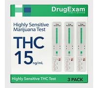 3 Pack - DrugExam Made in USA Most Sensitive Marijuana THC 15 ng/mL Single Panel Drug Test Kit - Marijuana Drug Test with 15 ng/mL Cutoff Level for Detecting Any Form of THC