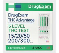 3 Pack - DrugExam THC Advantage Made in USA Multi Level Marijuana Urine Test Kit. Highly Sensitive THC 5 Level Drug Test Kit. Detects at 15 ng/mL, 20 ng/mL, 50 ng/mL, 200 ng/mL and 300 ng/mL (3)
