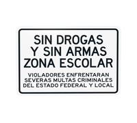 Drugfree School Zone And Unarmed Violators Will Face Severe Fines Metal Warning Sign for Indoor Outdoor Security, Business Office Home Garden Street Decor 30 x 20 cm