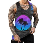 Druken Men's Baselayer Tank Top Summer Sleeveless U-Neck Lightweight Hawaiian Shirt Quick Dry Breathable Comfortable Running T-Shirt