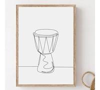 Drum Accordion Instrument Poster Musician Home Decor Minimalist Music Wall Art Prints Black White Line Art Guitar Piano(50x70cm)