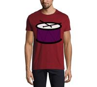Drum and Sticks Art Crew Neck Cotton Men's T-Shirt Bordeaux Large