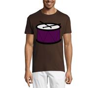 Drum and Sticks Art Crew Neck Cotton Men's T-Shirt Chocolate Medium