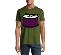 Drum and Sticks Art Crew Neck Cotton Men's T-Shirt Hunter Green Small