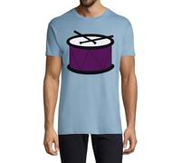 Drum and Sticks Art Crew Neck Cotton Men's T-Shirt Light Blue Small