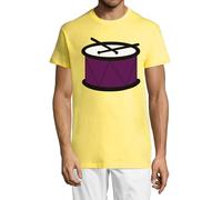 Drum and Sticks Art Crew Neck Cotton Men's T-Shirt Yellow Medium