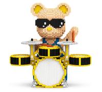 Drum Bear Micro Building Blocks Set (5150 Pieces), DIY Drum Kit Bear Model Building Kit for Adults & Teens 14+, Collectible Brick Display Figure, Creative Construction Gift 32cm