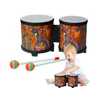 Drum Bongo Professional Wooden Hand Drum with Double Tone Heads, Classical Musical Percussion | Frago for Adults and Children, Compact Folk Instrument with Beaters, Prat Toy