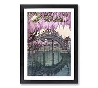Drum Bridge at Kameido Shrine by Yoshida Hiroshi Framed Print | A2 Black Framed Wall Art | Ready to Hang | Modern Music Picture | Living Room Bedroom Lounge Office