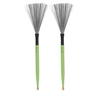 Drum Brush Double Headed, Maple Drumstick with Rubber Steel Wire, 2PCS Portable Percussion Brush - Versatile Dual Purpose, Strong Cleaning Power, Ideal for Practice and Performan (Green)