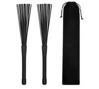 Drum Brushes Brushes Jazz Brush 1 Pair Retractable Rubber Handles Jazz Drum Brushes Sticks Nylon(1 pair black)