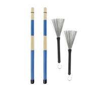 Drum Brushes, Comfortable Rubber Handle Grip Bamboo Stainless Steel Set for Drummers Practice Live Performance Studio Recording