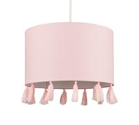 ValueLights Vivian Dusky Pink Tassel Pendant Lamp Shade - Size: 24 x 30 x 30cm - Wilko