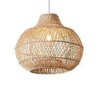 Drum Chandelier Bamboo Cage Light,Single Head Wicker Dome Light Fixture 15.7" Hand Woven Shade Rustic Bamboo Chandeliers for Kitchen Island Bedroom Living Room Restaurants/35Cm