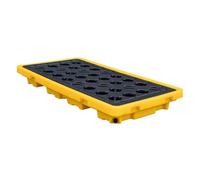 Drum Containment Spill Pallet, Leak-Proof Plastic Platform with Drain & Forklift Pockets, Industrial Use Spill Management