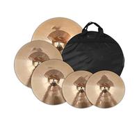 Drum Cymbal Pack B10 14 Hihats 16 Crash 18 Crash 20 Ride Cymbal Bag 5PCS Cymbal Set Percussion Instrument Drum Cymbals(5B)