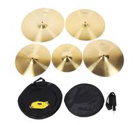 Drum Cymbal Set, 12in 14in 16in 18in 20in Crash Cymbal, 5 Pieces Brass Classic Drums Cymbals with Storage Bag for Practice