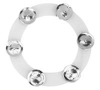 Drum Cymbals Hi Hat Tambourine, Stainless Steel Bells Percussion Instrument, Bright Jingle Sound with Rubber Mounting, Durable Metal + Rubber Construction for Drum Set Performance (Silver)