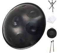 drum, D Minor 9 Notes Handpan in Gold, 22 inches Steel Hand Drum with Bag, Mallet, Stand, Cloth,black,440hz