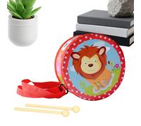 Drum for Kids Wooden - Musical Game 5.9in Adjustable Strap Toy Instrument Set for 2 to 5 Years Old Boy Girl, Early Education, Birthday, Home, Nursery, Playroom Fun