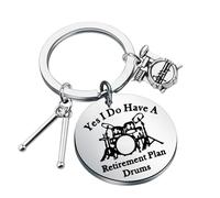 Drum Keychain Drummer Gifts Drum Player Gifts Drum Kit Gifts Yes I Do Have a Retirement Plant Drums Gifts Musician Keychain