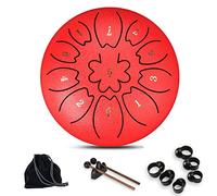 Drum Kit,11 Notes 6 Inch Steel Tongue Drum Kit, Hand Pans Percussion Instrument for Beginner Adults and Kids, Panda Drum with Drum Mallets Carry Bag,Red