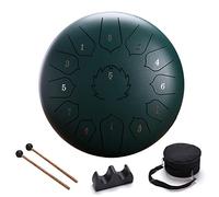 Drum Kit,13 Notes 12 Inches Steel Tongue Drum Set Percussion Drum C Key with Portable Travel Bag, Mallets, Music Book, Finger Picks for Kids and Adults,Green