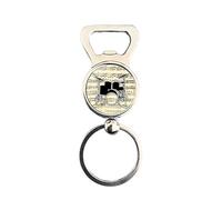 Drum Kit Bottle Opener Keyring - 32mm Metal Alloy Keychain with Vintage Sheet Music Design - Silver Gift for Drummers, Percussionists, Band Musicians & Music Lovers - Presentation Gift Bag