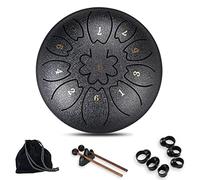 Drum Kit,Carbon Steel Tongue Drum, 6 Inch 11 Notes Handpan Drums Percussion Instrument with Bag, Music Score, Stickers, Mallets & Finger Sleeve,Black