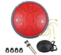 Drum Kit,Ethereal Drum 14-Inch Handpan Instrument D-Key Percussion Drum For Music Education, Mind Healing, 15-note Steel Tongue Drum for Beginner Kids and Adults,Red