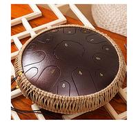 Drum Kit,Ethereal Drum 15 Notes Hand Drum for Kids and Adults, Steel Tongue Drum 13.6 Inch Applicable to Music Education, Mind Healing, Yoga Meditation,Brown