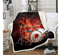 Drum Kit Fleece Throw Blanket Rock Music Theme for Kids Boys Teens Musical Instrument Plush Blanket Campus Band Concert for Sofa Bed Couch Single 50x60 Inch