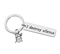 Drum Kit Keyring Gift Drummer Keyring Funny Drummer Musician Gift I I Destroy Silence Keychain Drum Charm Keyring Drum Player Band Gift Musician Keychain Percussion Keyring for Men Women Boys Girls