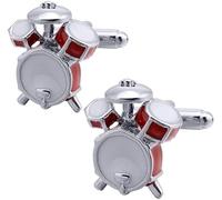 Drum Kit Music Shirt Juego de Pasador de Corbata y Gemelos Plateados