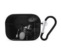 Drum Kit Musical Headphone Case Compatible for AirPods Pro Hard Shell Cases Cover Protective with Keychain