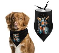 Drum Kit Playing Rock And Roll Bandanas for Dogs Triangle Pet Bibs