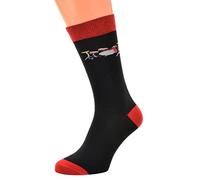 Drum Kit Woven Design, Music Themed, Black and Red, Cotton Rich Socks Adult Size UK 5-12