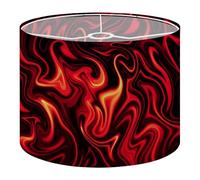 Drum Lamp Shade Large Lampshade Abstract Flame Fire Red Yellow Black Marble Wave Swirl for Floor Lamps Table Lamps Pendant Light Linen Lampshades Replacement Bedside Light Shades