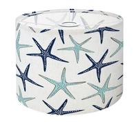 Drum Lamp Shade Large Lampshade Coastal Nautical Starfish Repeat Pattern Navy Blue Turquoise for Floor Lamps Table Lamps Pendant Light Linen Lampshades Replacement Bedside Light Shades