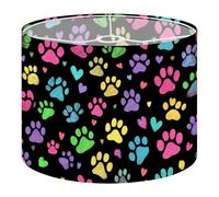 Drum Lamp Shade Large Lampshade Colorful Doodle paw Print Seamless Fabric Design Black for Floor Lamps Table Lamps Pendant Light Linen Lampshades Replacement Bedside Light Shades