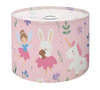 Drum Lamp Shade Large Lampshade Enchanted Forest Unicorn Pink Fairy Girl with Wings Dancing for Floor Lamps Table Lamps Pendant Light Linen Lampshades Replacement Bedside Light Shades
