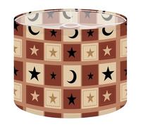 Drum Lamp Shade Large Lampshade Geometric Stars Crescents Warm Earth for Floor Lamps Table Lamps Pendant Light Linen Lampshades Replacement Bedside Light Shades
