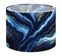 Drum Lamp Shade Large Lampshade Luxurious Navy Blue Ink Marble Like Abstract Texture Golden dust Agate for Floor Lamps Table Lamps Pendant Light Linen Lampshades Replacement Bedside Light Shades